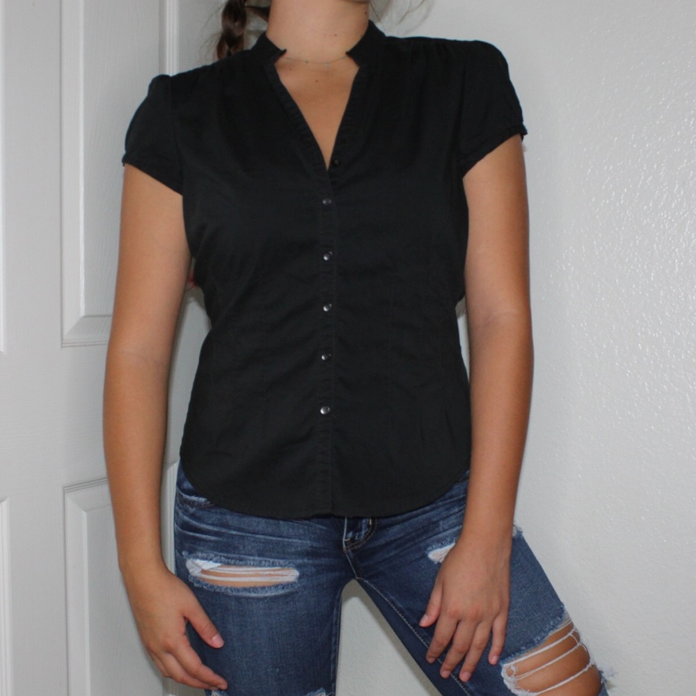 Black button up short sleeve